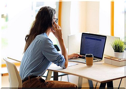 Woman working on computer