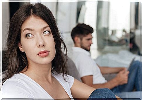 Pensive woman due to conflicts with her partner