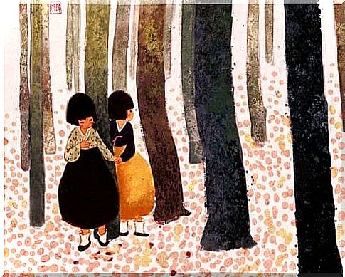 girls in forest