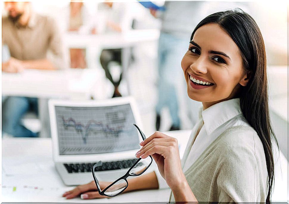 Working woman smiling