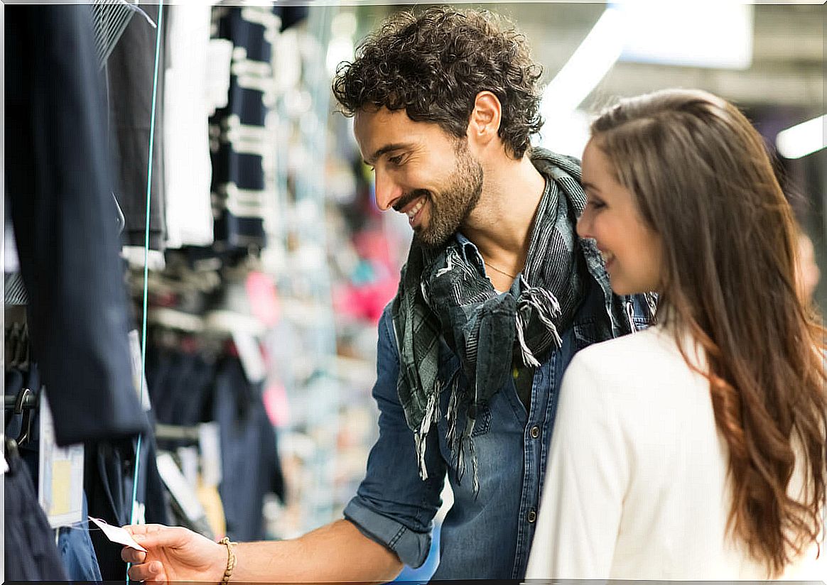 Couple buying clothes