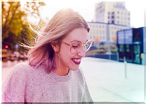 Girl with glasses happy smiling