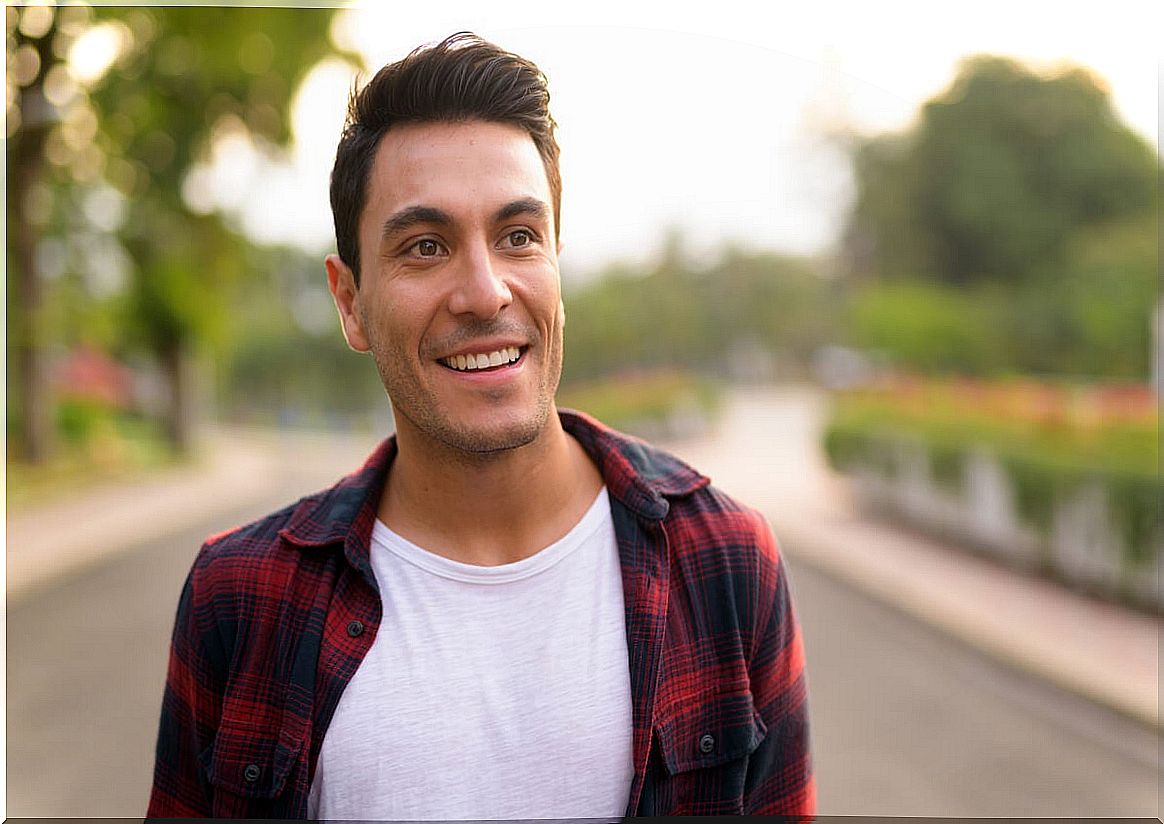 Young boy smiling practicing positive reaffirmation