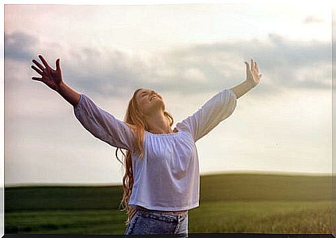 Smiling woman enjoying life