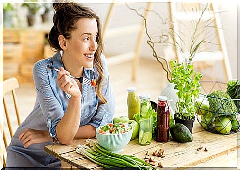 Woman eating healthy