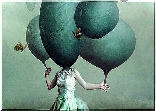 woman with balloons