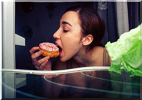 Woman with obsessive-compulsive disorder eating